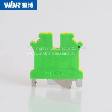 Yellow-green Ground Terminal USLKG5 Cable Connector DIN Rail Terminal photo-2