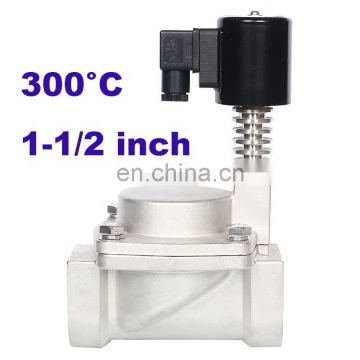 0.5-16bar 2 way normally close steam solenoid valve 300C 1 1/2 inch 110V AC Orifice 40mm high temperature stainless steel valve