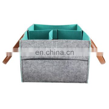 grey color table top diaper organizer with felt material