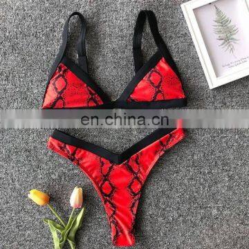 Retro Swimwear Women 2019 Push Up Bikini Set Snake Skin Printed Swimsuit Brazilian Monokini Thong Trikini Badpak Banadores Mujer