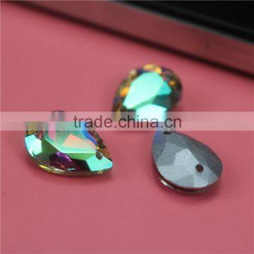 Pointback teardrop shape sew on quartz crystal rhinestone ab color very shining beautiful for crystal wedding