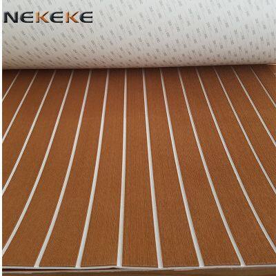 EVA Foam Faux Brown flooring Deck Sheet Boat Yacht Synthetic Brown and White Lines marine mat