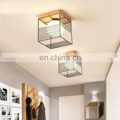 Vintage Cage Ceiling Light Black and White Square pendant light