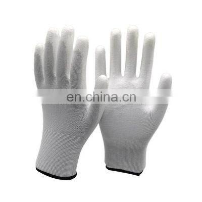 15Gauge Seamless Knitted Polyester Shell Pu Palm Coating Safety Work Gloves PU Dusting Gloves Guantes Construction