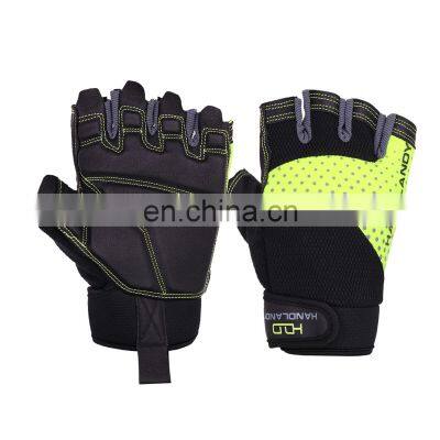 HANDLANDY pigskin Vibration-Resistant  fingerless fitness weightlifting workout fishing other sports gym gloves