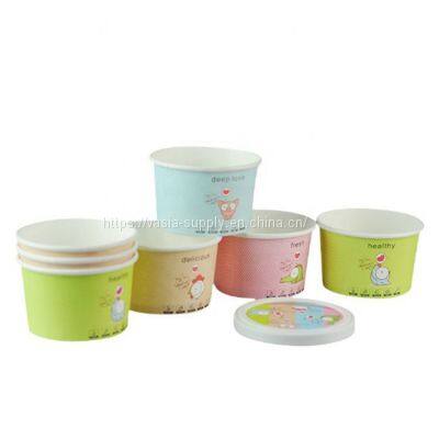 Packaging food disposable paper tableware ice cream paper bowl with lid disposable bowls