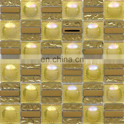 8mm thickness hotel project mixed material mosaic golden glass mosaic tile
