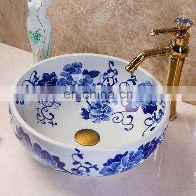 Blue And White Ceramic artistic hand wash sink basin