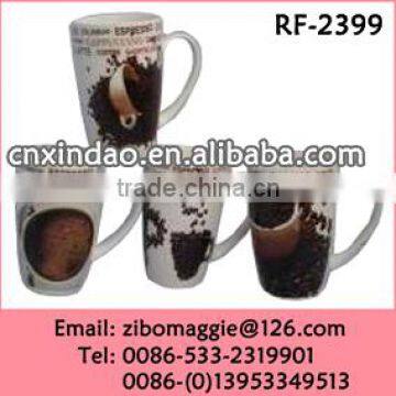 Barrel Shape Zibo Made Plain White Porcelain Tea Cup Customized with Custom Print for Promotional Gift