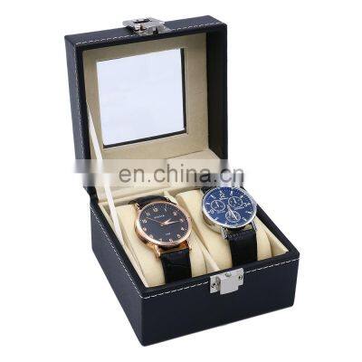 Full carbon fiber PU leather watch storage box display watch organizer box pocket watch box