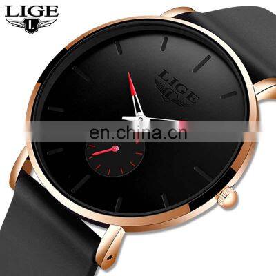 LIGE 10006 Men Quartz Watch new Silicone watches  Fashion Sport Waterproof wrist watch case