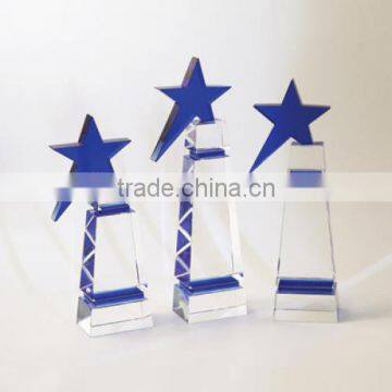 Blue star tower trophy crystal trophy awards creative crystal trophy