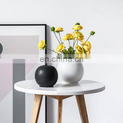 Circle Shape White And Black Custom Matt Egg Design Ceramic Flower Sublimation Vase