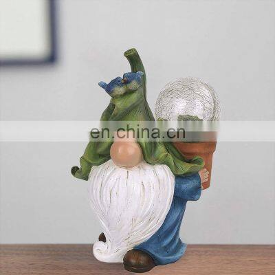 Garden Figurine Dwarf Statue Solar Powered Light Gnome Ornament Resin Waterproof Figurine Outdoor Yard Lawn Decoration photo-3