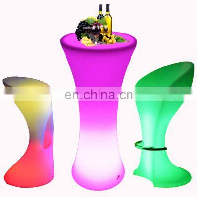 wireless illuminated glowing led portable led light bar cocktail tables and chairs party chair table set high chair cordless