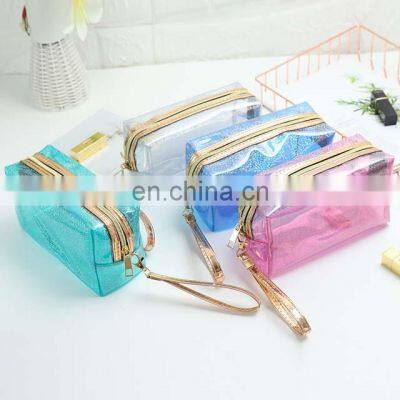 Waterproof Clear Transparent Beauty Travel Toiletry PVC Custom Cosmetic Make Up Makeup Bag for Travel