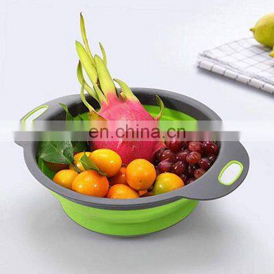 Multifunctional Eco Friendly Colander Water Collapsible Plastic Strainer Storage Silicone Kitchen Drain Basket photo-5