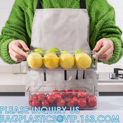 Hot Selling Transparent Plastic Pet Kitchen Stackable Storage Box Bins Container Set Refrigerator Drawer Fridge Organizer photo-5
