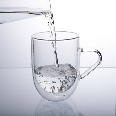 Customized Borosilicate Double Wall Glass Cups Glass Mug for Coffee Tea Hot Cold Drinks With Handle