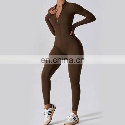 Quarter Zip One Piece Classic Jumpsuits Hot Sales Onesie Long Sleeve Leggings Sexy Rompers 78nylon 22spandex photo-4
