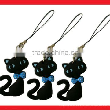 3D cartoon cat pvc keychain, free key ring for promotion