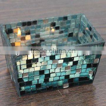rectangular mosaic glass candle jar for candle making oil lamp for restaurant