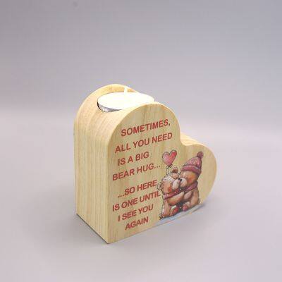 Heart Shaped Candle Holder Wooden Ornaments photo-2