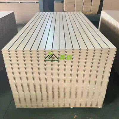 Cabinet Wood Faced UV Raw Laminated Veneer Slot Slotted Waterproof Moisture Resistant Glossy Fancy Fiberboard Plain Melamine MDF photo-3