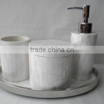 High end quality best selling special newest designed Natural MOP inlay Bath Set from Vietnam