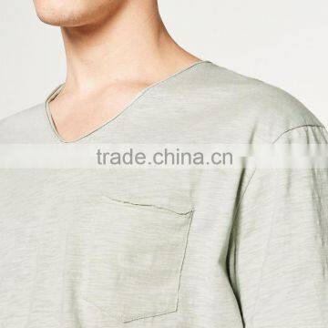 Casual Lightweight Mens Plain Raw Cuff T- Shirts Custom photo-3