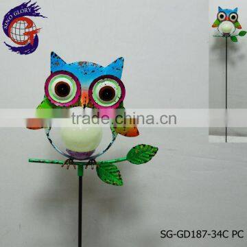 garden art decor metal glow in the dark owl sticks