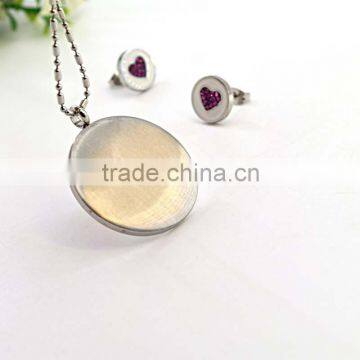 Stainless Steel Girlfriend Heart Pendant Necklace Earring Red Heart Jewelry photo-5