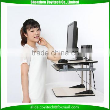 Wooden computer standing desk sit to stand lift desk top for computer/laptop