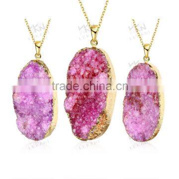 Charm pink stone layered necklace wholesale