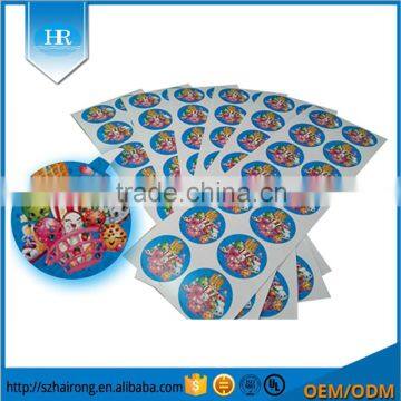 2016 Fashion Custom Round Shape Copperplate Paper Adhesive Kids Cartoon Stickers