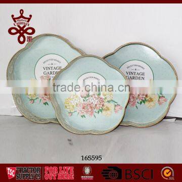 Eco-friendly Country Side Decorative Trays New Design Metal Food Tray