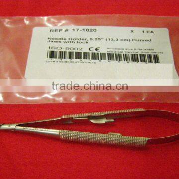 (New)1Pc-Needle Holder 5.25"(13.3cm) Curved Jaws With Lock,Instruments, ophthalminc eye instrument