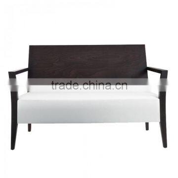 Wood back white leather hotel sofa XY3334