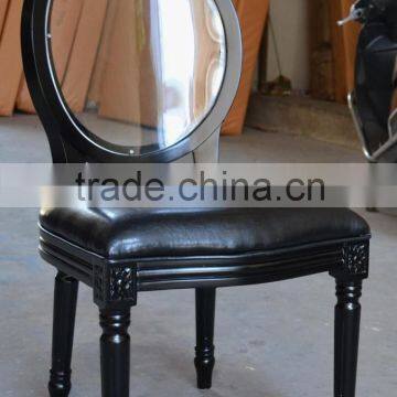 Black wooden frame black leather acrylic backrest restaurant chair XY0101