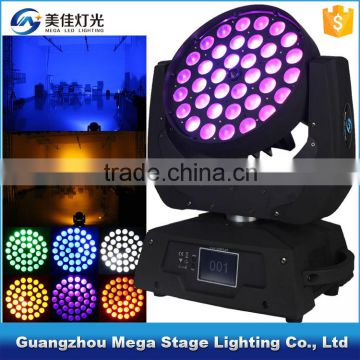 professional RGBWA+UV 36x18w 6in1 zoom 36pcs led moving head wash light stage lighting