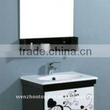 Bath cabinet with glass vanity vessel.New design style PVC bathroom towel cabinet,Simple bath cabinet with glass vanity top