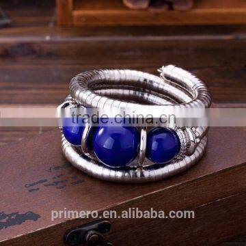 Hot Jewelry Tibetan Silver Bracelet Turquoise Inlay Roundness Bead Adjust Bangle photo-3