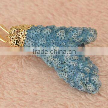 Wholesale Golden Tone Alloy Gemstone Natural Coral Pendant photo-4