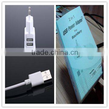 OEM black white gold logo printing paper box retail package with cable EU US plug dual usb 5v 1.5a wall charger