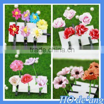 Hogift hot selling fashion flower hairpins handmade plants resin hair clips MHo-14