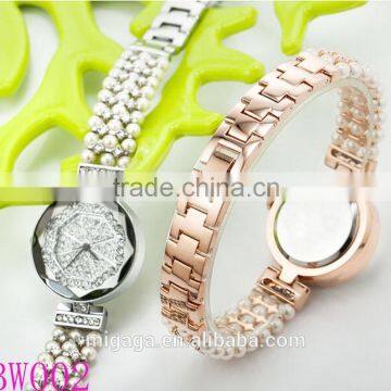 Original Elegant Personalized Ladies Pearl Bracelet Wrist Watch