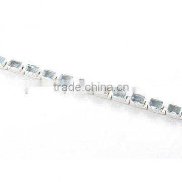 925 Sterling Silver Jewelry Wholesale Bracelet Jaipur jewellery natural Blue Topaz stone jewelry