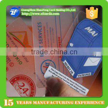 2015 Gold Supplier Guangzhou Zhanfeng Transparent PVC Plastic Business Card