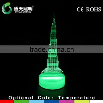 Hot sale table decoration lights 3d crystal led light base with ce rohs