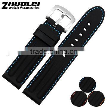 New Arrival Waterproof Black Silicone Rubber WatchWrist Watch Strap Band Replacement 28mm